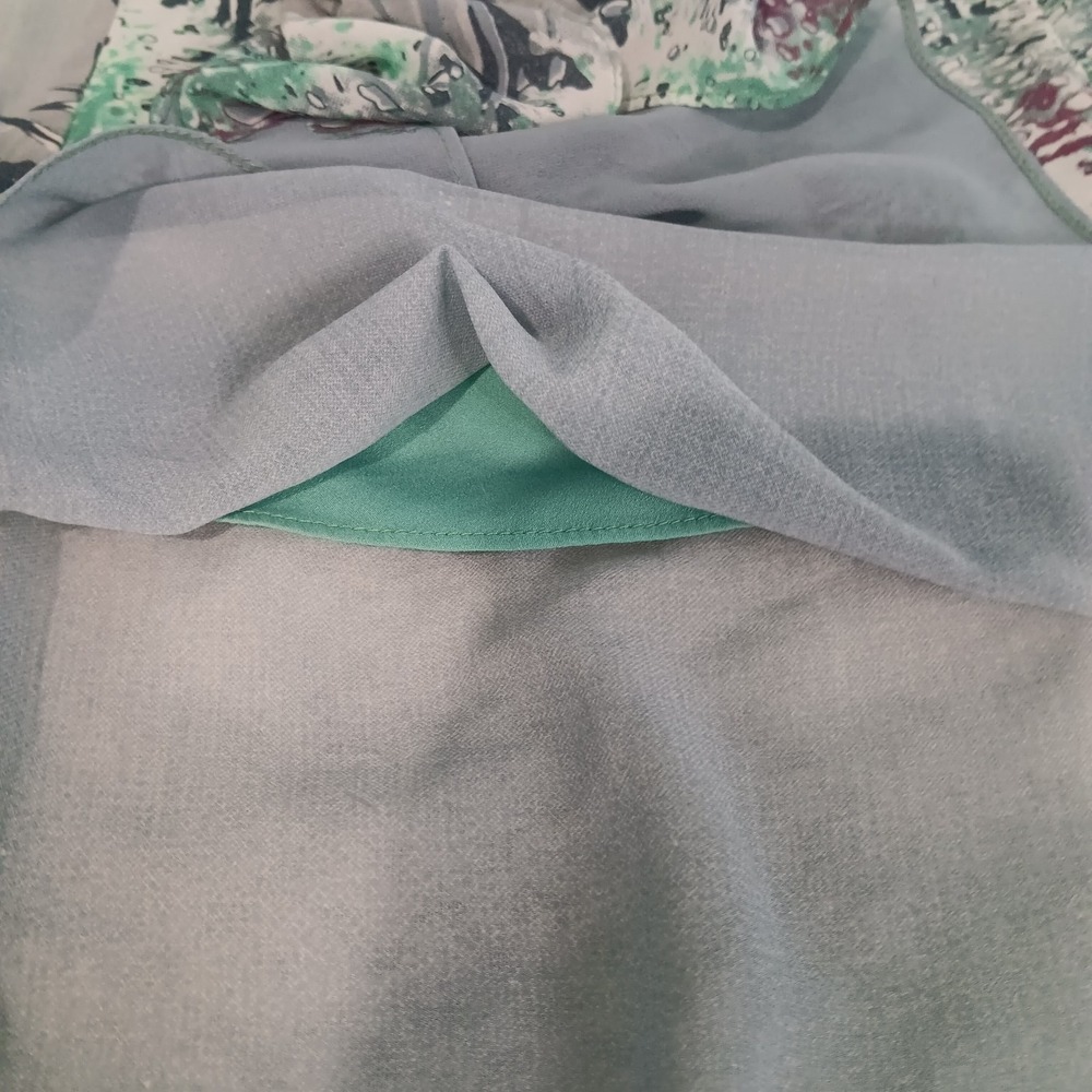 W118 Walter Baker Teal Gray Water Color Print Maxi skirt Partially Lined Small - Picture 8 of 13